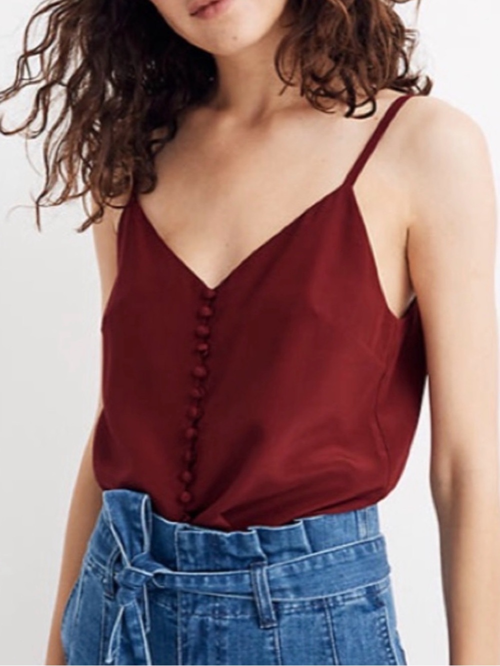 NWT Madewell Silk Button-Down Cami Maroon Red Sz 4